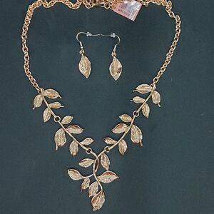 Leaf Earrings and Necklace